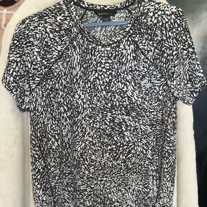 Athleta Black and White Fitted Polo T-Shirt